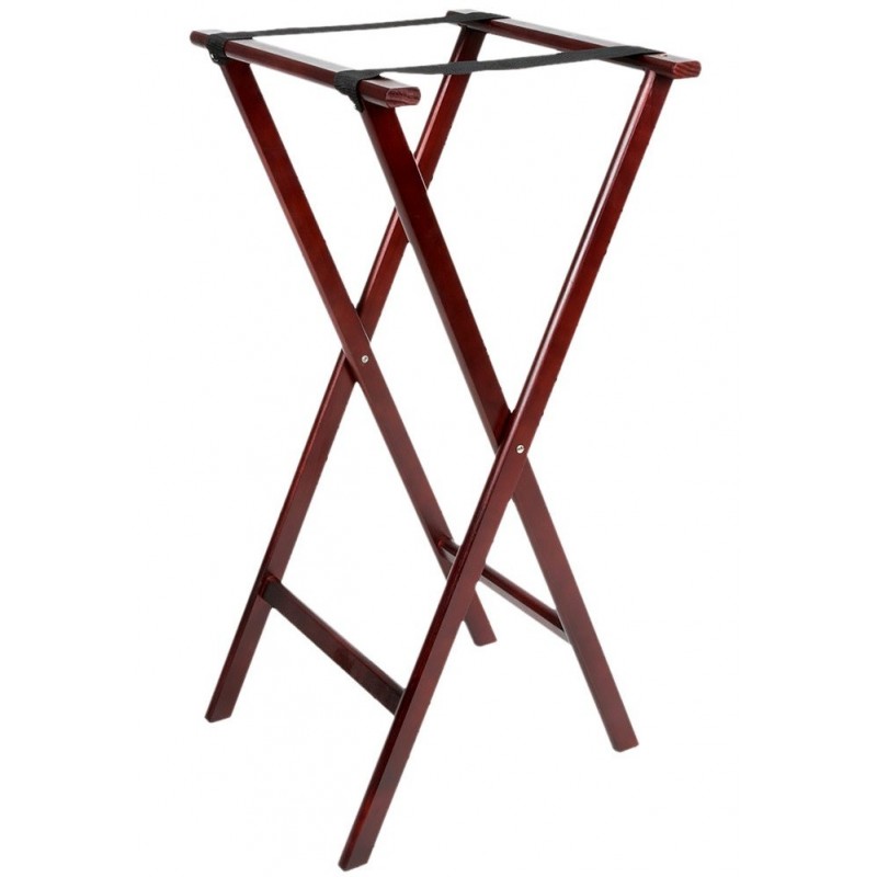 Red Brown Folding Wood Tray Stand | Elara Trading