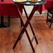 Red Brown Folding Wood Tray Stand | Elara Trading