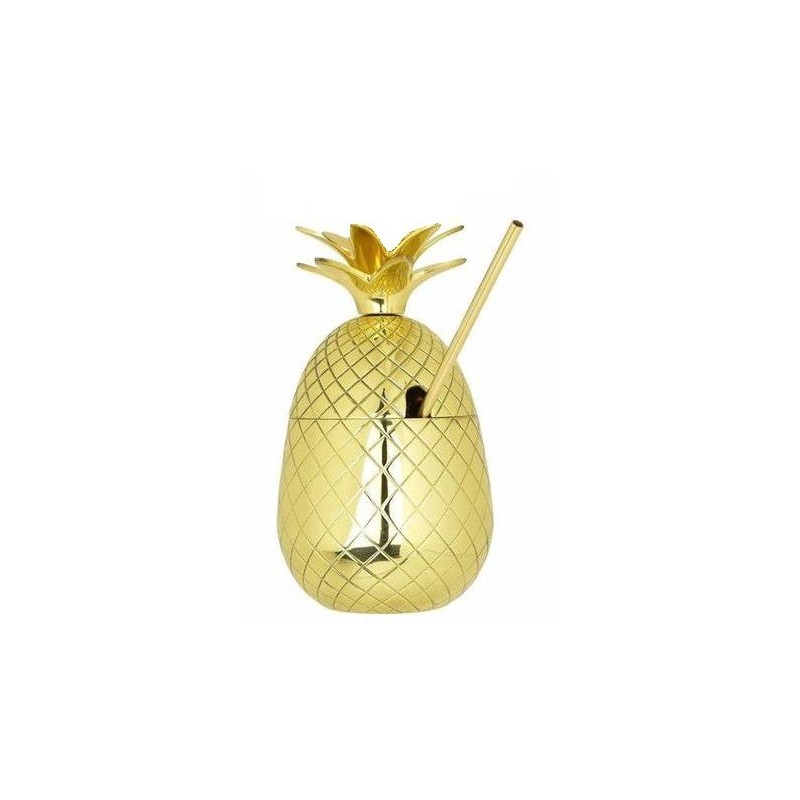 Copper Pineapple Cocktail Cup 900ml with Straw | Elara Trading UAE
