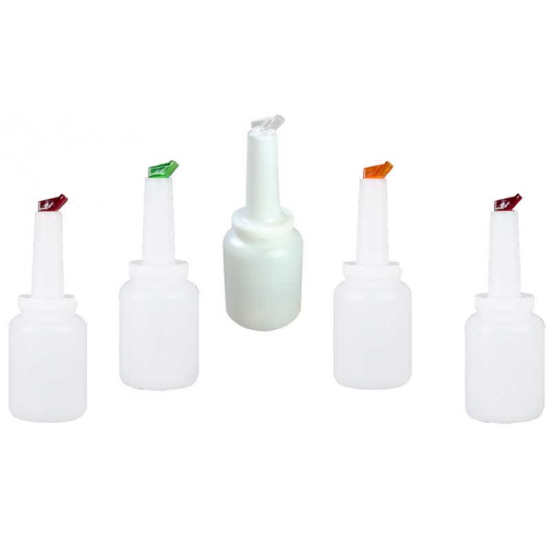 Set of 5 Assorted Store 'N Pour White Container with Spout and Cap  (0.5Gl/2.2l)