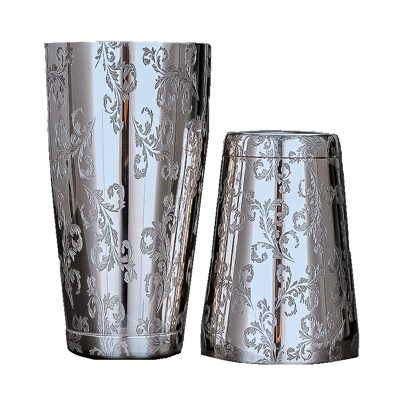 Etched Leaf Boston Shaker Set 540ml/750ml – Elara Trading UAE