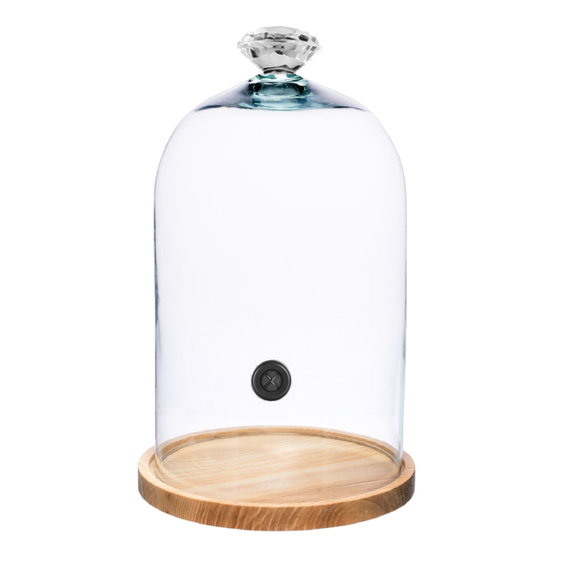 Smoke Infuser Cloche – Acrylic Dome with Port and wood base