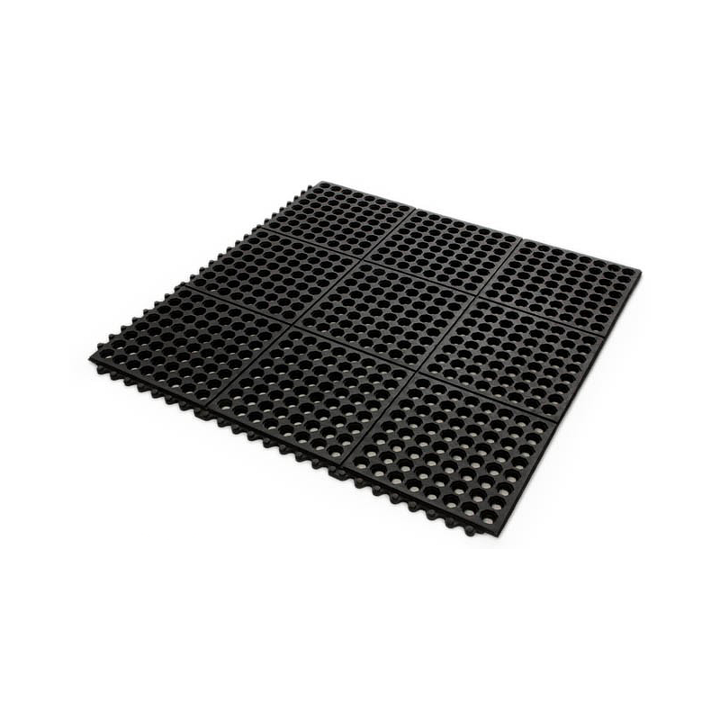 Black Interlocking Anti-Fatigue Rubber Mat 90x90cm