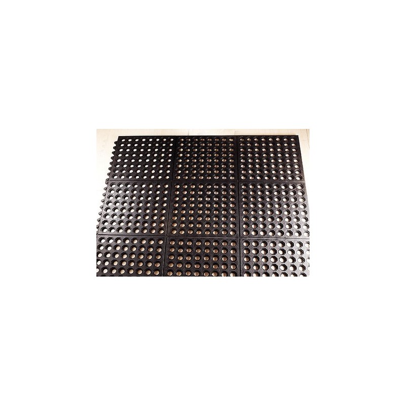 Black Interlocking Anti-Fatigue Rubber Mat 90x90cm