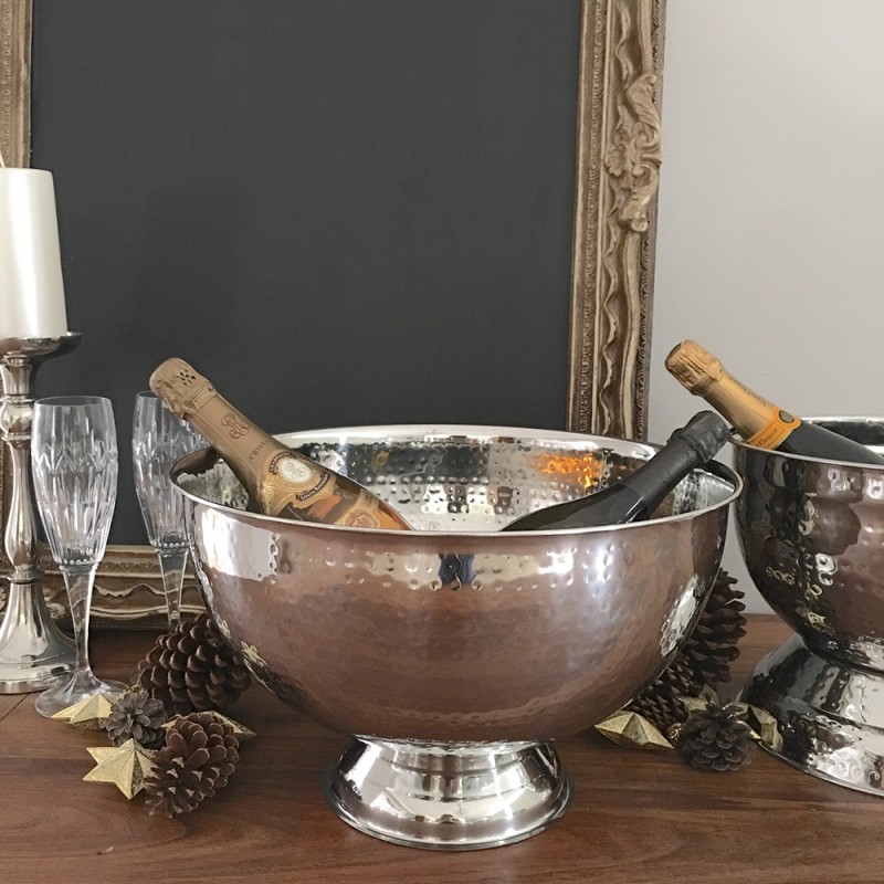 Hammered Champagne/Punch Bowl with Base 40 cm – Bar Equipment Dubai | Elara Trading