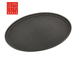 Black Oval Non-Slip Tray 67x55cm | Elara Trading