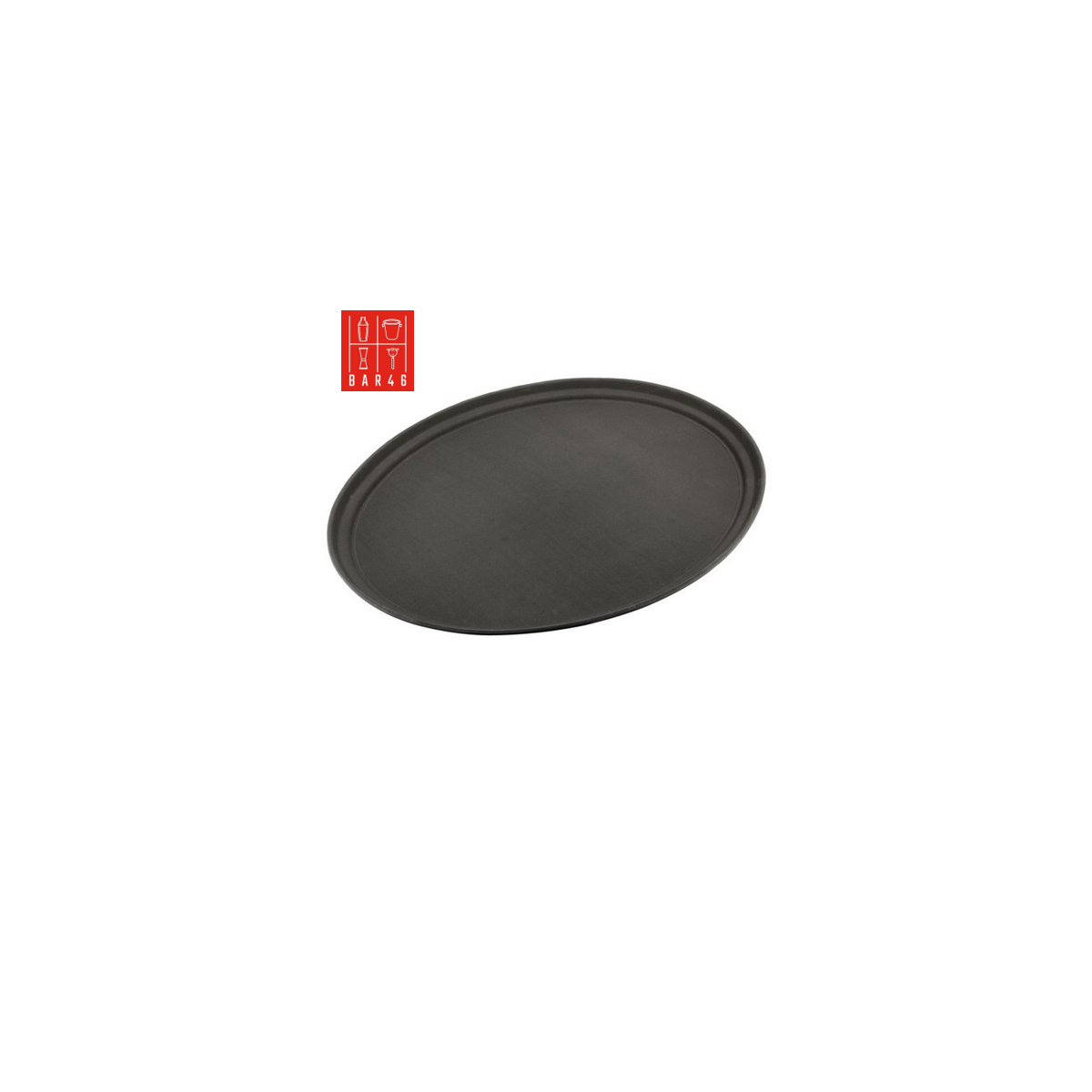 Black Oval Non-Slip Tray 67x55cm | Elara Trading