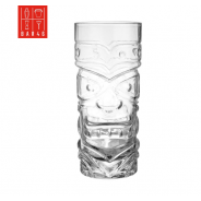 Glass Tiki Mug 420ml Face Design | Durable Cocktail Glass