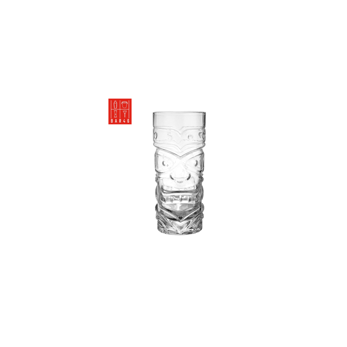Glass Tiki Mug 420ml Face Design | Durable Cocktail Glass
