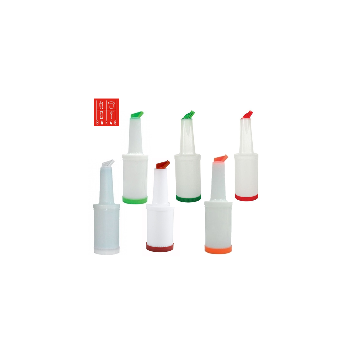 Set of 6 Assorted Store 'N Pour White Container with Spout and Cap, (1Qt./1.1l)