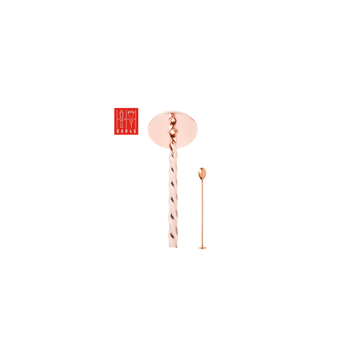 Copper Bar Spoon with Muddler 30cm | Elara Trading Bar Tools Supplier