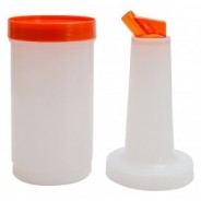 Store 'N Pour White Container with Orange or Blue Spout and Cap, (1Qt./1.1l)