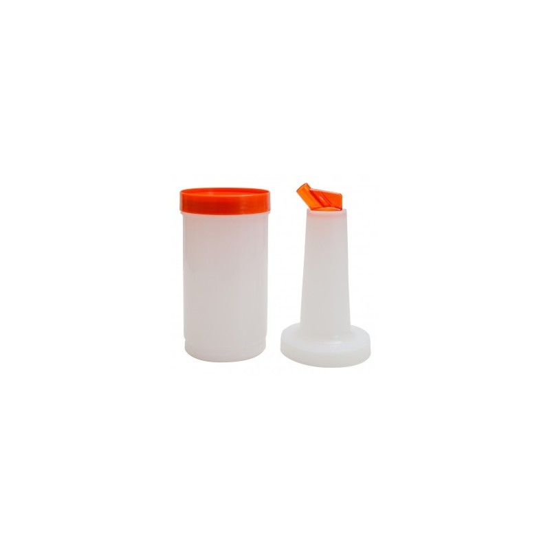 Store 'N Pour White Container with Orange or Blue Spout and Cap, (1Qt./1.1l)