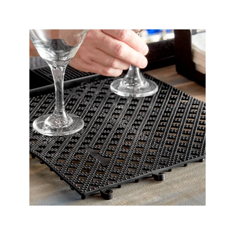 Black Interlocking Bar Mat, (12"/31cmx12"/31cm)