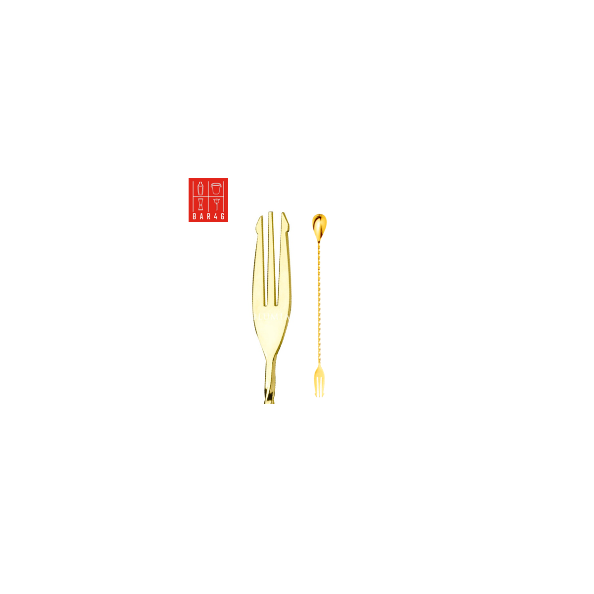 Gold Bar Spoon with Trident 40cm | Elara Trading Dubai