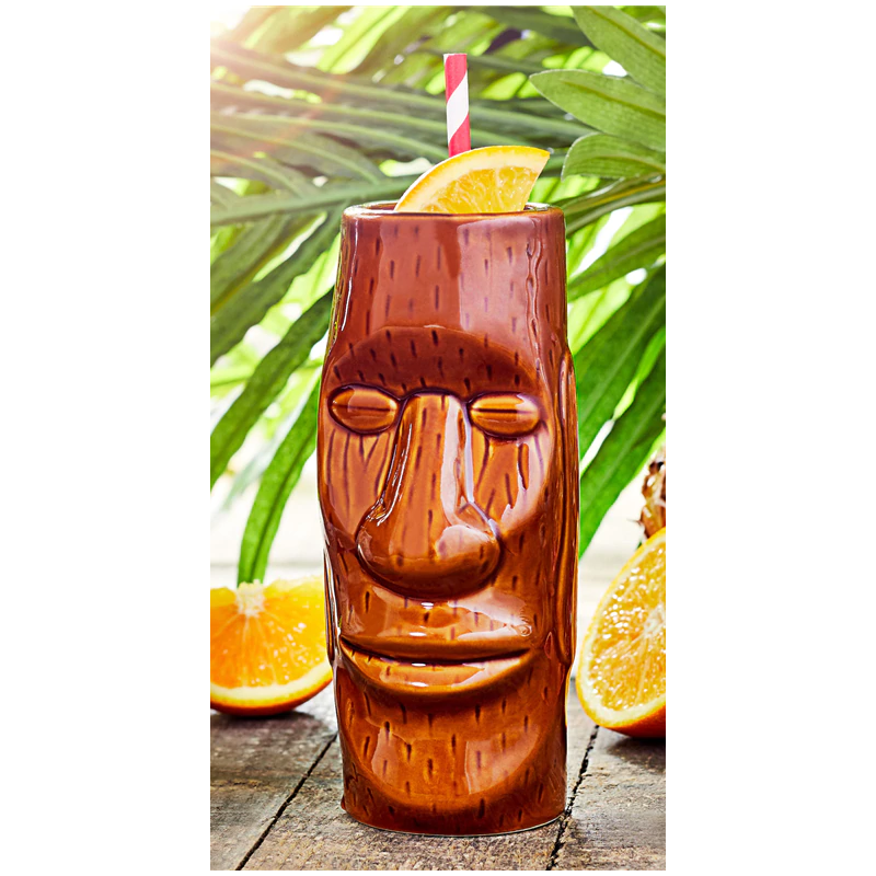 Easter Island Ceramic Tiki Mug 450ml – Moai Cocktail Mug | Elara Trading Dubai