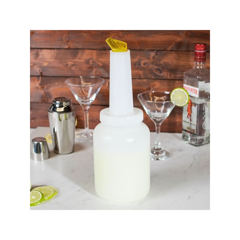 Store 'N Pour White Container with Yellow Spout and Cap, (0.5Gl/2.2l)