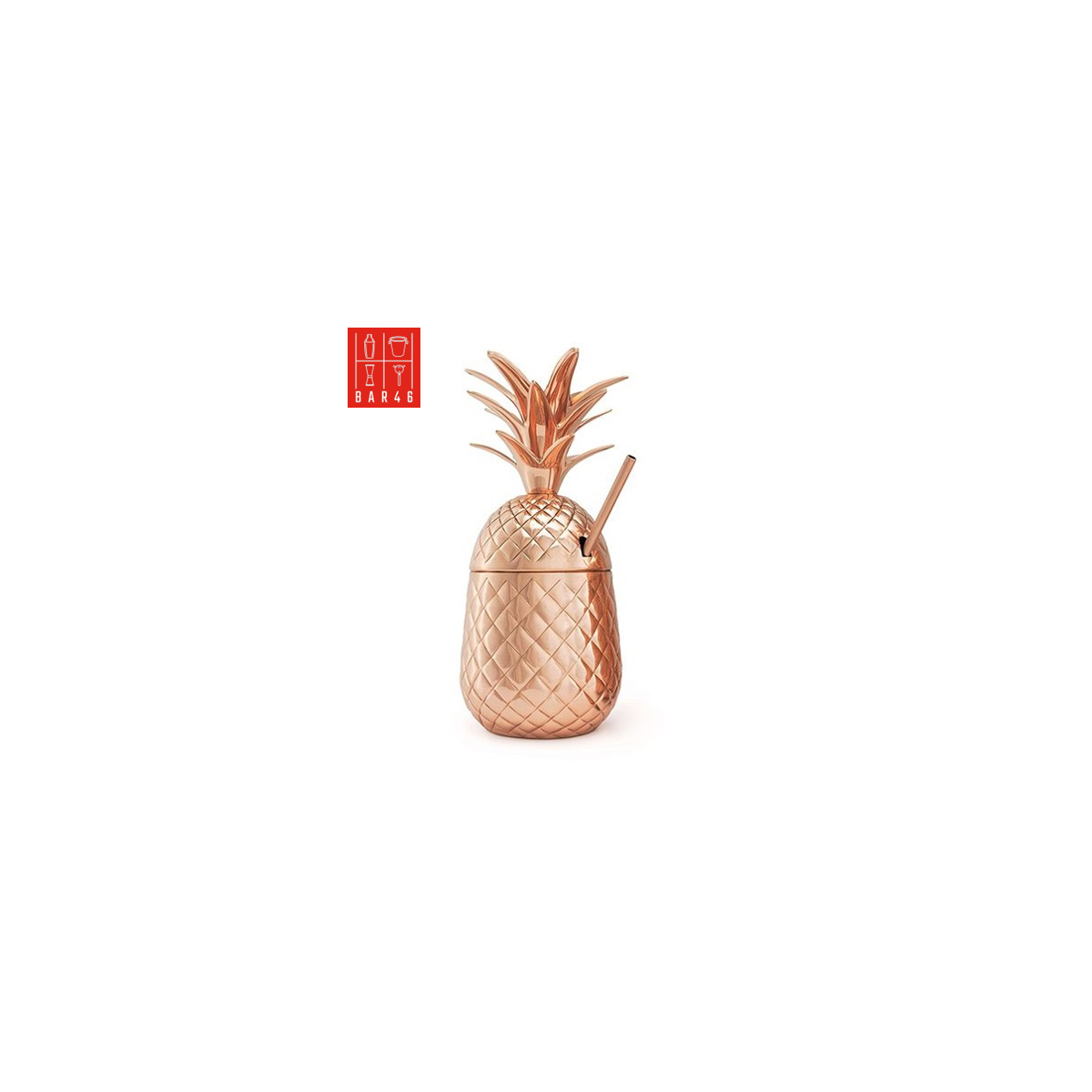 Copper Pineapple Cocktail Cup 900ml with Straw | Elara Trading UAE
