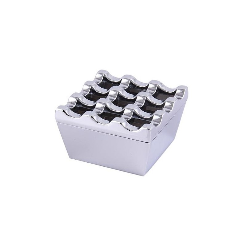 Square Aluminium Windproof Ashtray – Premium Silver Metal Ashtray