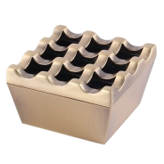 Brass Windproof Ashtray – Square 9-Hole Heavy Ashtray