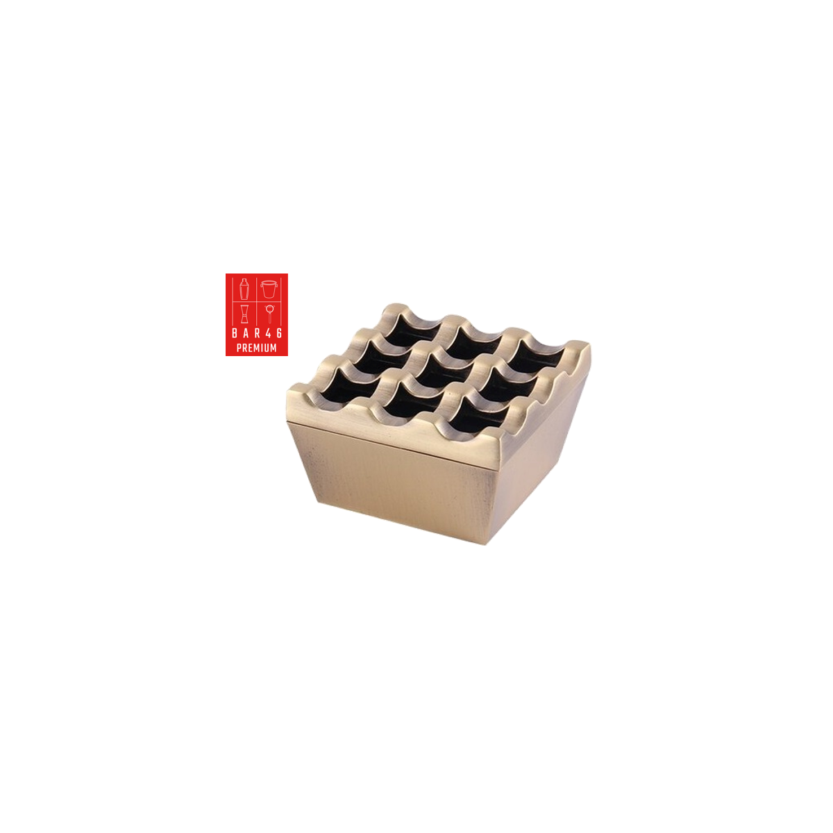 Brass Windproof Ashtray – Square 9-Hole Heavy Ashtray