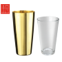 2 Pieces Set of Gold Plated Boston shaker plus Boston Bar Shaker Glass, (28oz/80cl) & (16oz/50cl)