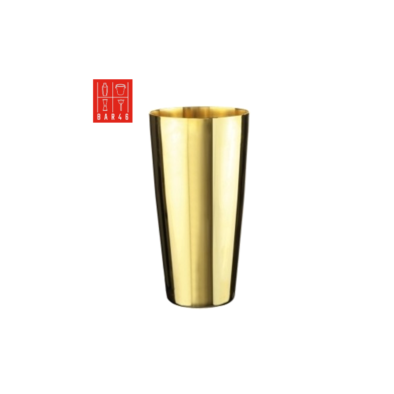 2 Pieces Set of Gold Plated Boston shaker plus Boston Bar Shaker Glass, (28oz/80cl) & (16oz/50cl)