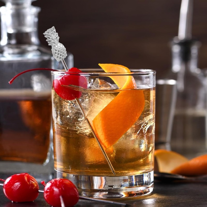 Stainless Steel Cocktail Pick with Pineapple Top | Elara Trading Dubai