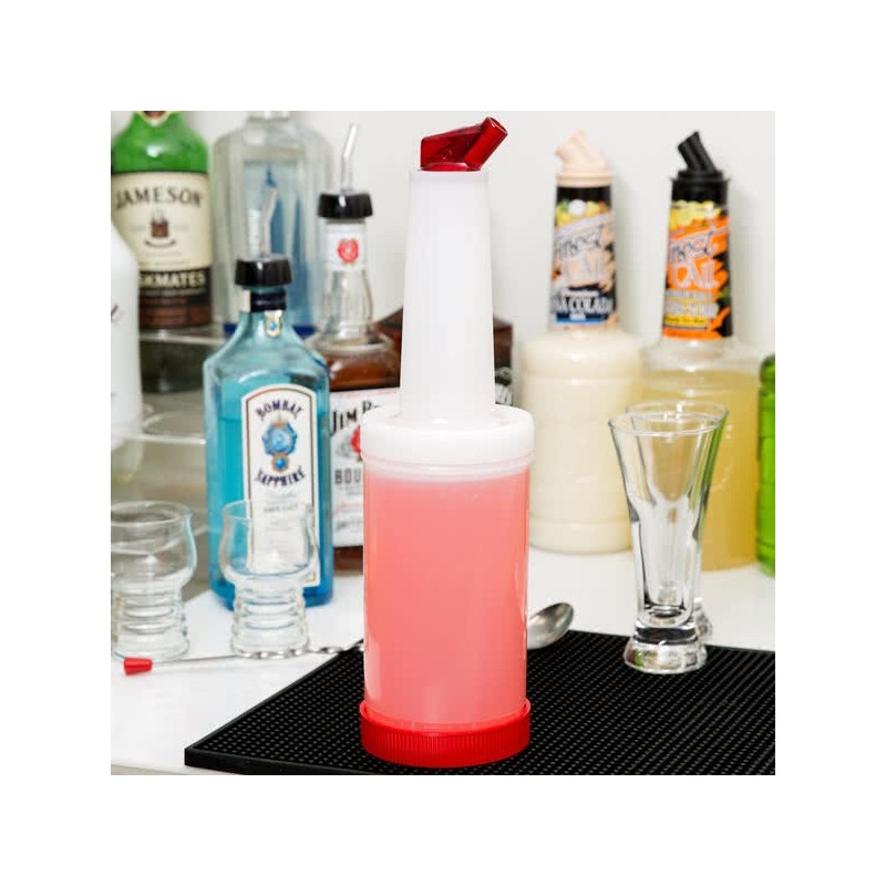 1 Qt Store 'N Pour Bottle – Red Spout & Cap |Elara Trading Barware