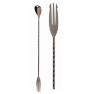 Manhattan, Gunmetal Black Plated Bar Spoon with Trident, (11"/30cm)