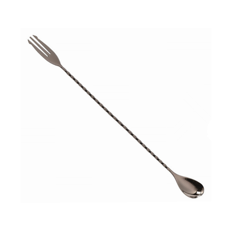 Gunmetal Black Plated Bar Spoon with Trident, (11"/30cm)