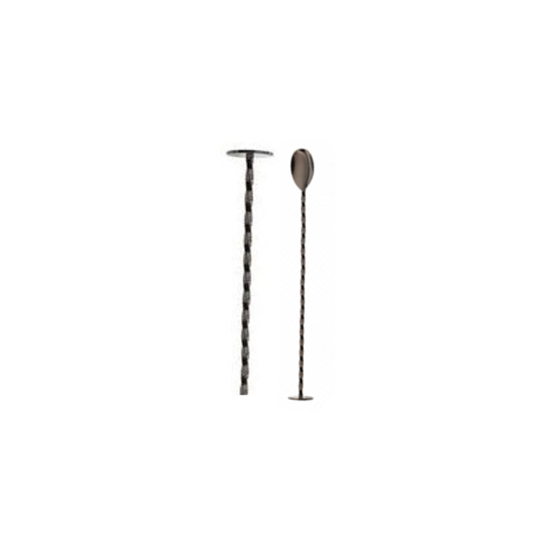 Gunmetal Black Bar Spoon with Muddler 30cm | Elara Trading