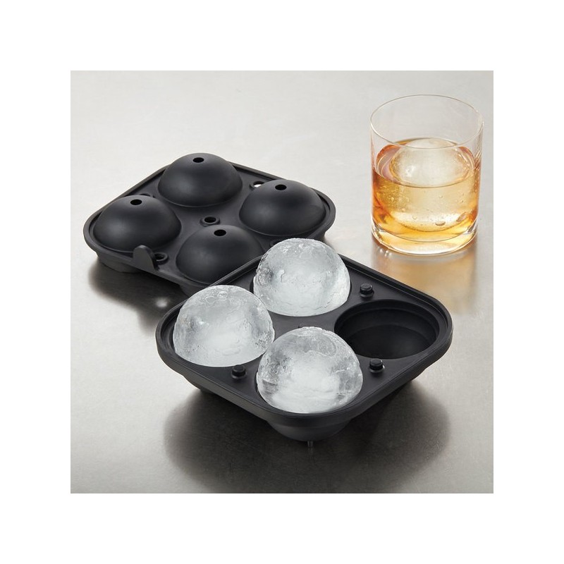 Silicone Ice Ball Mould – 4 Large Spheres for Cocktails